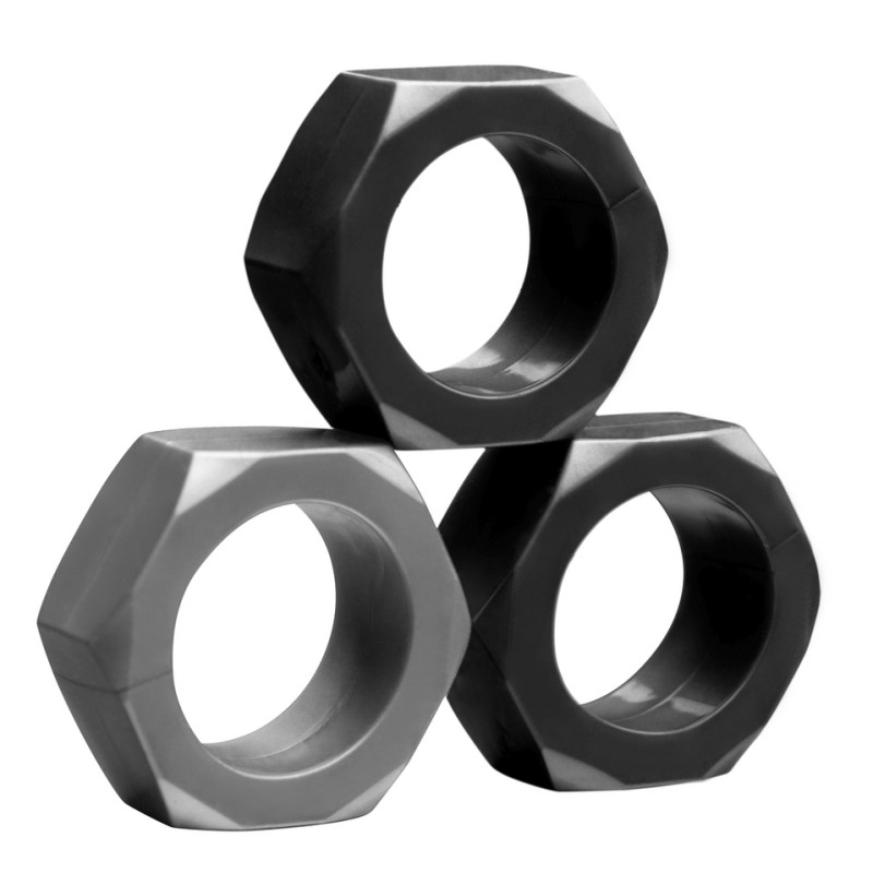 Tom of Finland Lot de 3 Cockrings Souples Cock Nuts